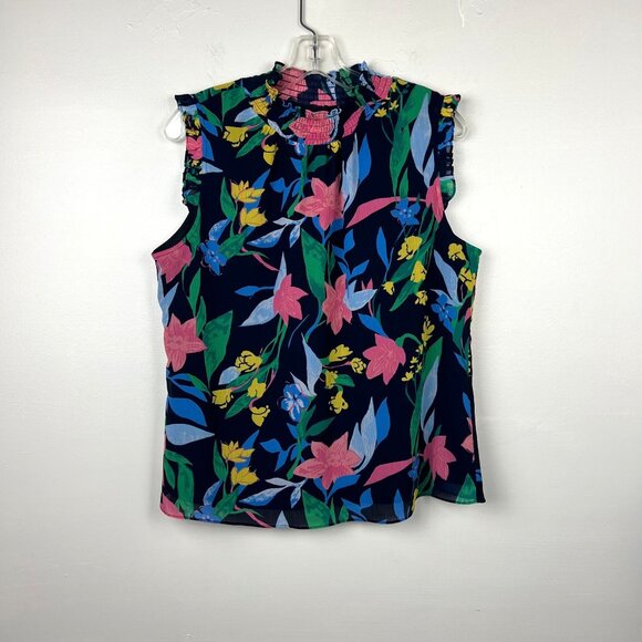 J Crew Factory Women's Floral Mockneck Tank Top Size 8 - Picture 1 of 7